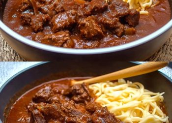 Ungarisches Gulasch mit Zwiebeln und Paprika 