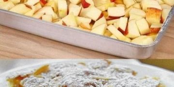 Apfelkuchen mit Vanillepudding in 10 Minuten im Ofen