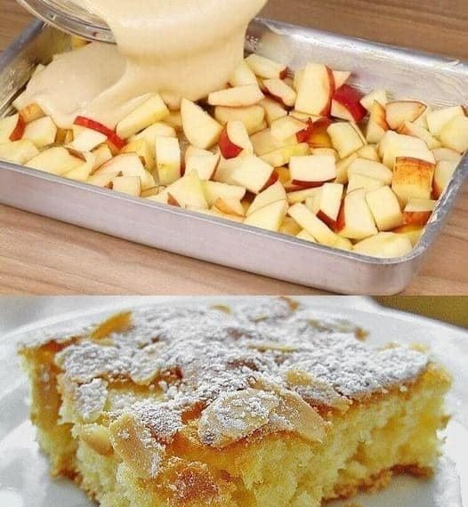 Apfelkuchen mit Vanillepudding in 10 Minuten im Ofen