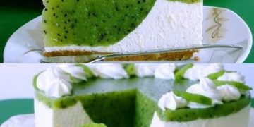 Erfrischende ohne Backen Kiwi Torte mit Frischkäse
