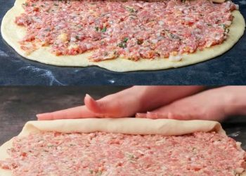 Backe ich jede WOCHE, Teig eingerollt mit Hackfleisch in 10 Minuten im Ofen