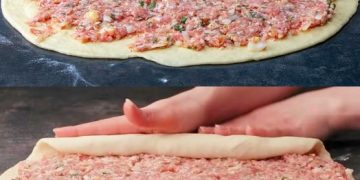 Backe ich jede WOCHE, Teig eingerollt mit Hackfleisch in 10 Minuten im Ofen