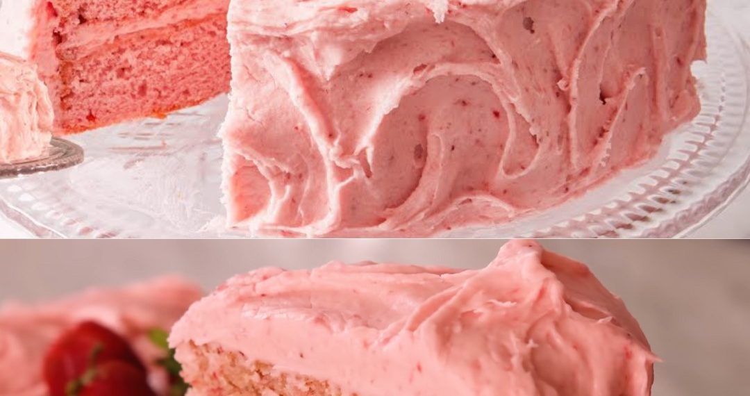 Frischer Erdbeerkuchen mit Erdbeer-Frischkäse-Zuckerguss