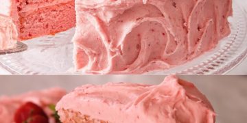 Frischer Erdbeerkuchen mit Erdbeer-Frischkäse-Zuckerguss