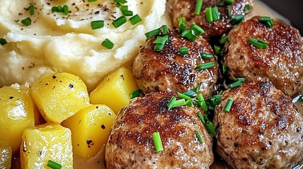 Hausgemachte Frikadellen mit Rahmsoße & Kartoffelpüree