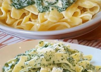 Schmeckt der ganzen Familie, Nudeln in Spinat Frischkäse Soße