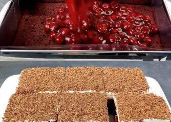 Achtung, diese Schwarzwälder Torte vom Blech schmeckt unfassbar lecker!