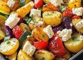 Knusprige Feta-Kartoffeln mit Ofengemüse