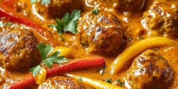 Hackbällchen in cremiger Paprikasoße