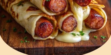 Gebackene Hot Dogs im Tortilla-Teig – knusprig, käsig & super lecker! 