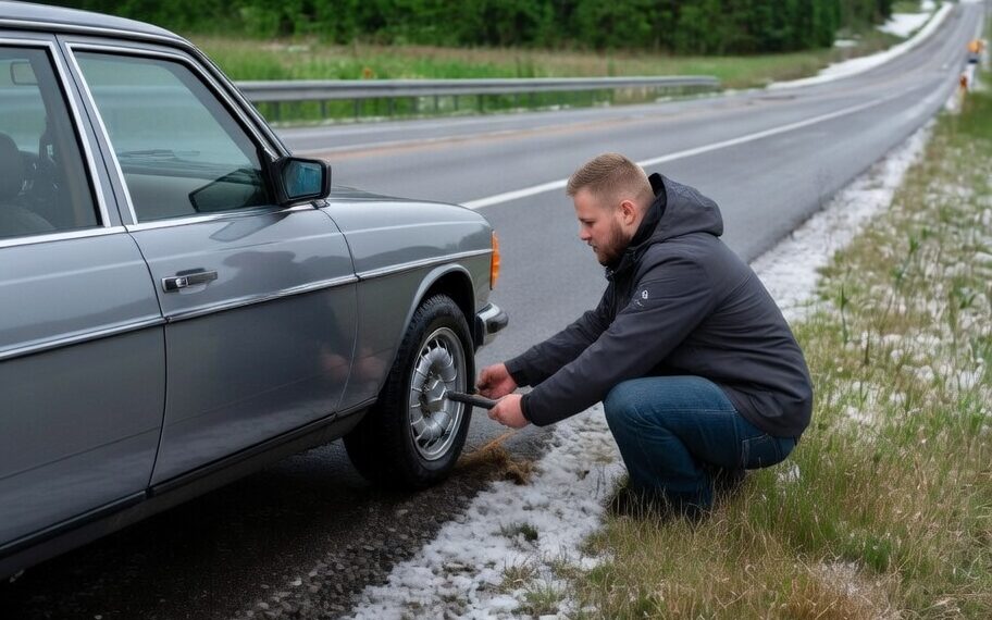 Die helfende Hand auf der Autobahn