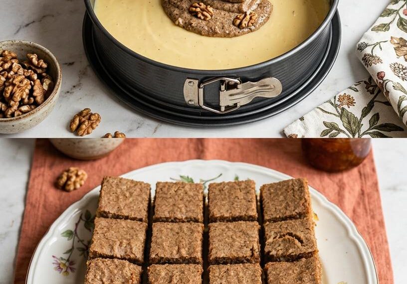 Das Blech kommt raus und alle wollen die erste Nuss-Schnitte